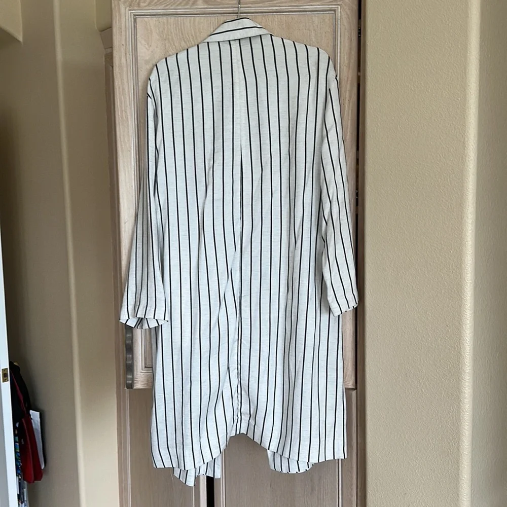 Topshop Striped Trench Coat with Pockets - Picture 6 of 7